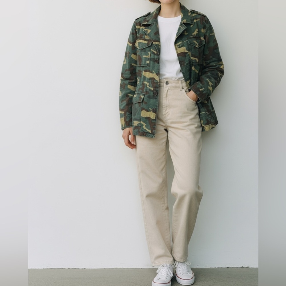 Madewell Camouflage Utility Jacket Parka Cinched Waist Cotton Medium